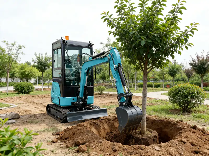 compact excavator for landscaping